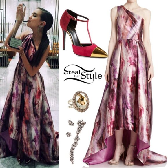Pamella Roland One-Shoulder High-Low Gown, Orchid NWT Designer Evening Dress - Picture 4 of 15